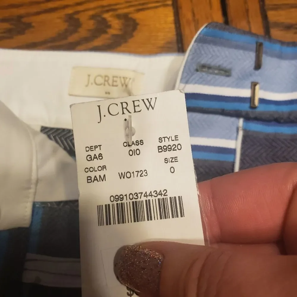 NWT  J Crew  striped shorts size 0